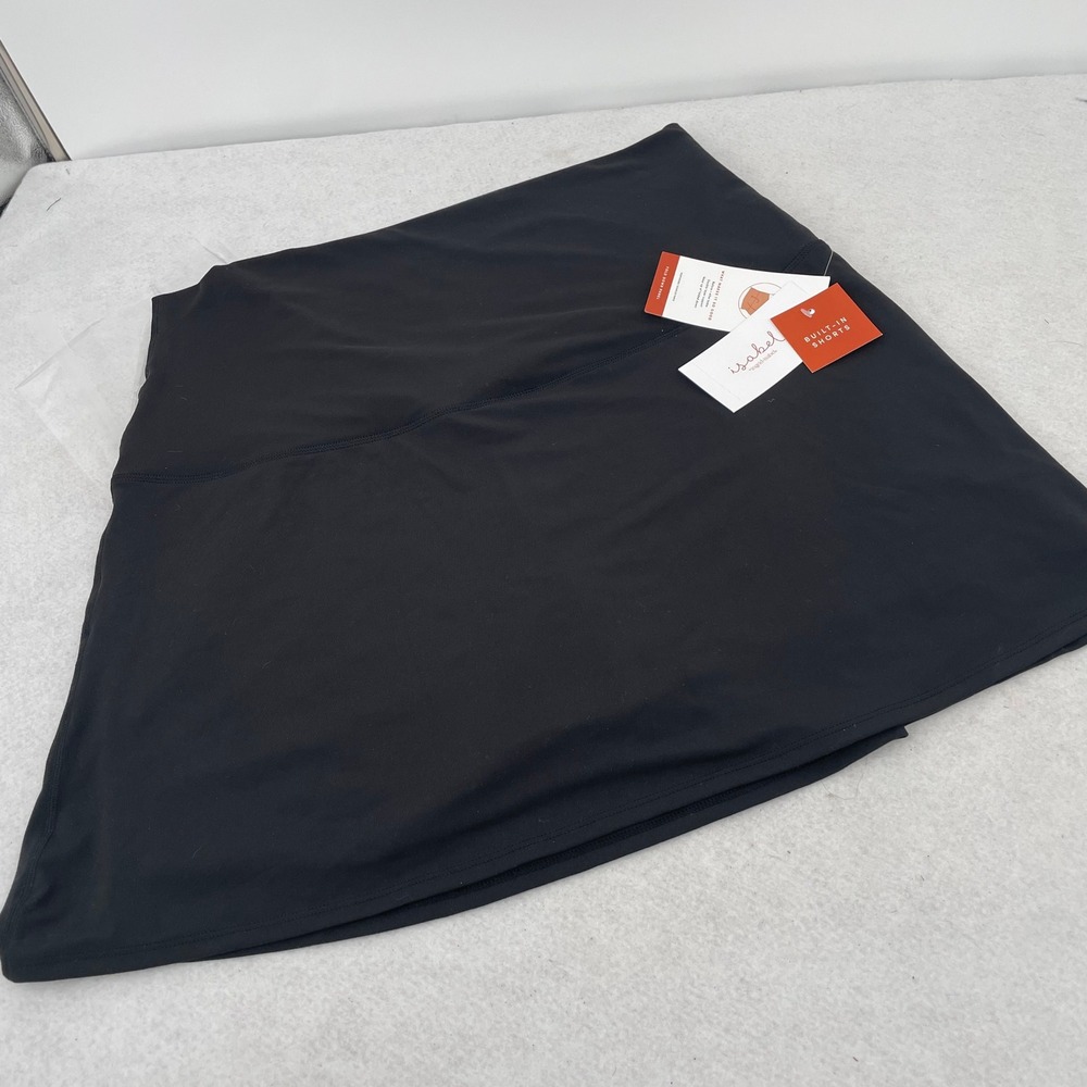 Isabel Maternity Black Active Skort XXL Fold Down Panel Built-in Shorts NWT